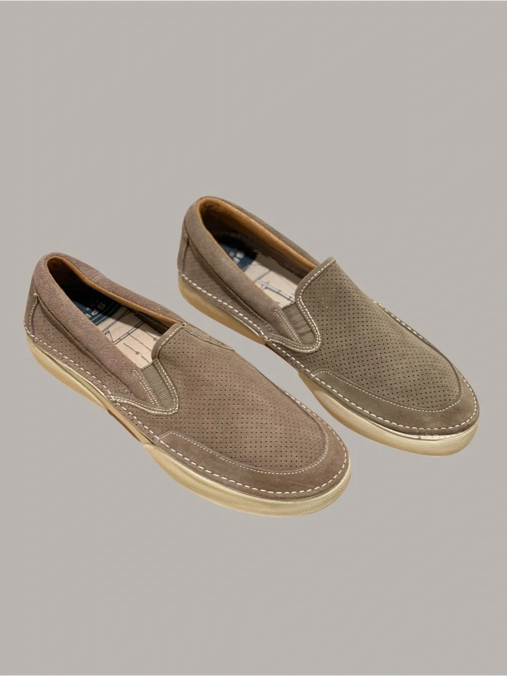 Men's Taupe Suede Slip-On Sneakers - Casual Comfort Size 12